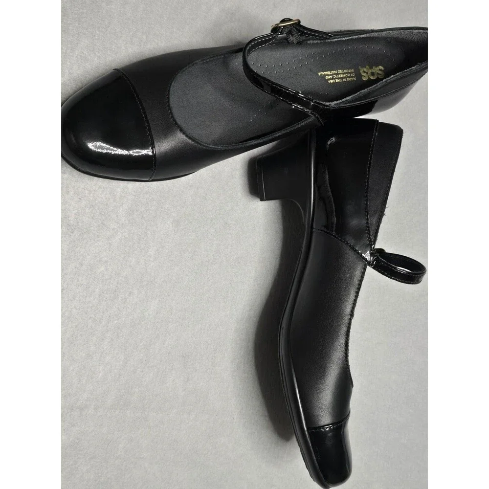 SAS Isabel Mary Jane Heels Black Patent Cap Toe Comfort Shoes Women’s 9 Slim EUC - Picture 4 of 11